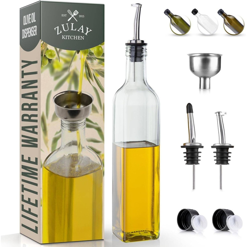 Olive‎ Oil Dispenser Bottle with Spouts Funnel Caps Kitchen Oil Cruet-New in Box